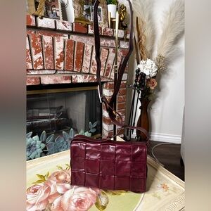 Bottega Veneta Burgundy Intrecciato Woven Leather Crossbody Bag